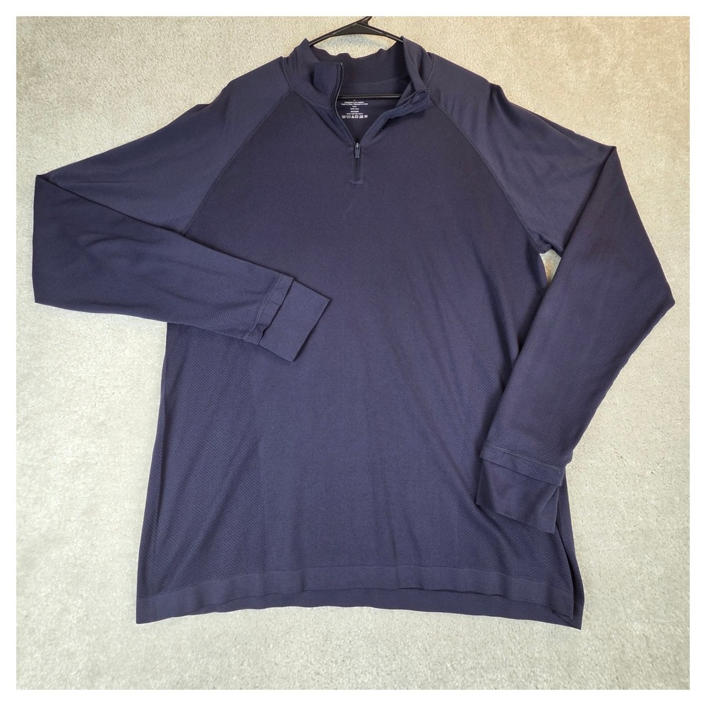 Fabletics The Training Day Quarter Zip Mens XL Navy Blue Long Sleeve Top